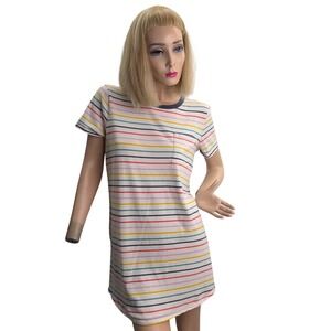 Vans Womens Rainbow Stripe T Shirt Dress Skatercore Streetwear  Size Medium